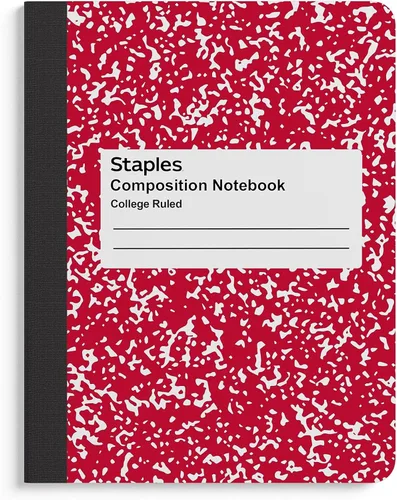Vista 6 de STAPLES Cuaderno de composición, 9.75" x 7.5", rayado universitario, 100 hojas, colores surtidos, 48/cartón
