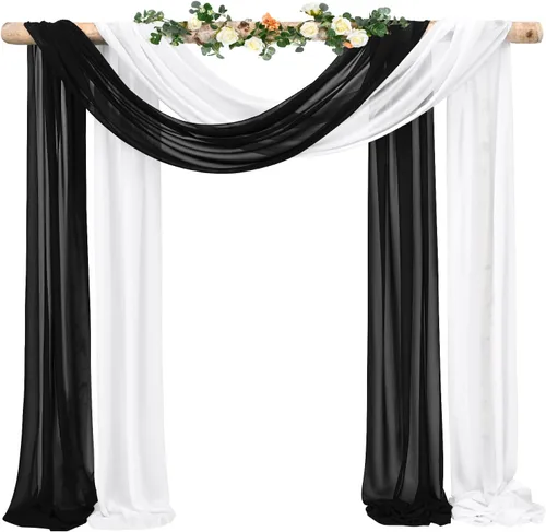Vista 31 de Tela para Cubrir Arco de Boda, 4 Paneles 71 cm x 6,1 m Telas para Arco de Boda Azul Bebé para Ceremonia, Telas de Gasa para Decoración de Arco