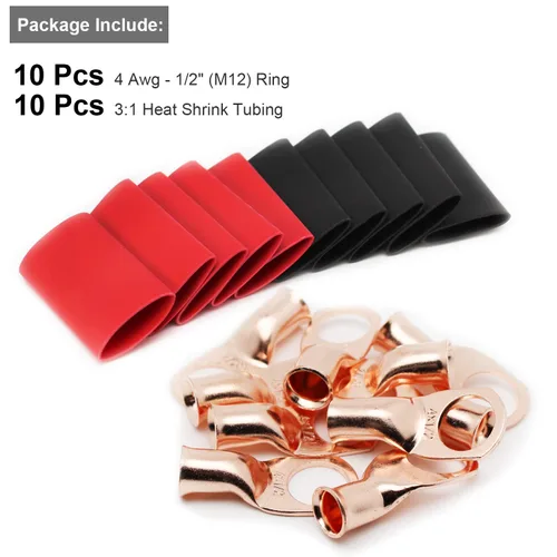 Vista 45 de TKDMR - Kit de 264 piezas de extremos de cable de batería, 132 piezas de terminales de anillo de lengüetas de cable de cobre resistentes AWG 8 6 4 2