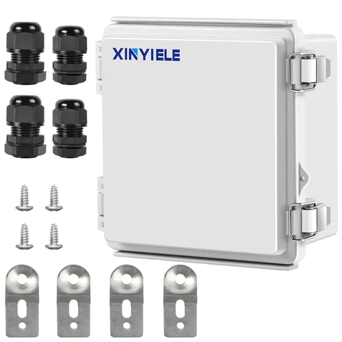 Vista 26 de Caja de conexiones de plástico ABS impermeable para proyectos al aire libre, IP67, resistente a la intemperie, a prueba de polvo con cubierta