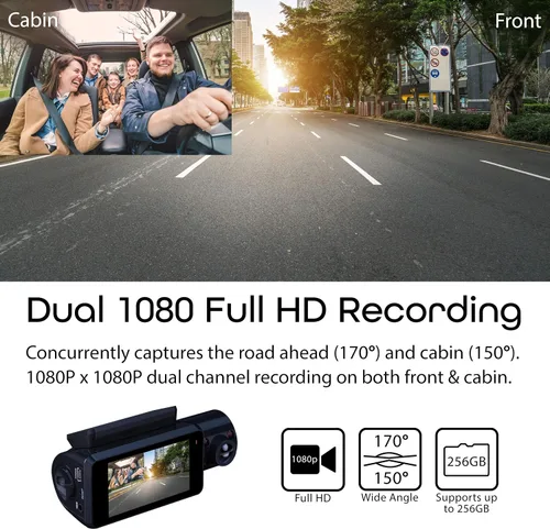 Vista 4 de Rexing V3 Cámara doble frontal e interior Full HD 1080p con WiFi y GPS incorporado