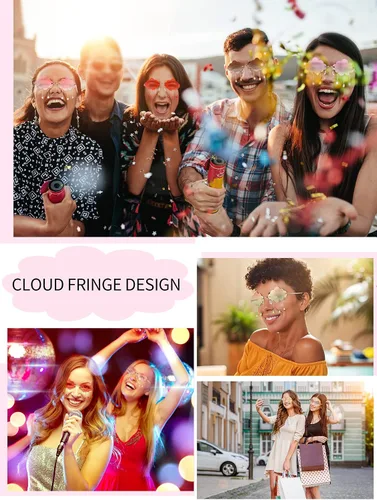 Vista 6 de 6 pares de lentes de sol en forma de nube sin montura de cristal nubes y borlas gafas de sol de los años 90 gafas divertidas para mujeres y hombres
