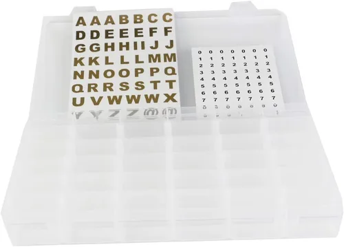 Vista 3 de Sivya Caja organizadora de plástico de 36 rejillas con separadores ajustables, ideal para tu tablero de cartas con calcomanías