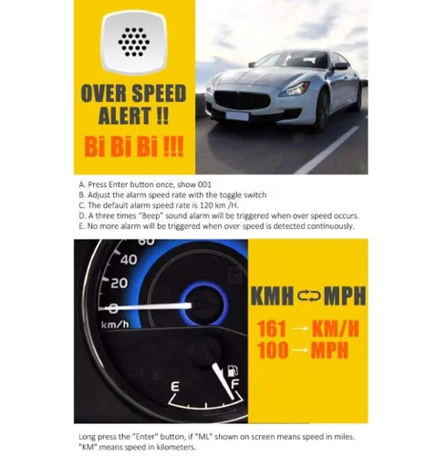 Vista 3 de ELING Velocímetro GPS universal Head Up C90 HUD Pantalla digital de velocidad MPH KM/H Proyector de velocidad de pantalla LED con alarma