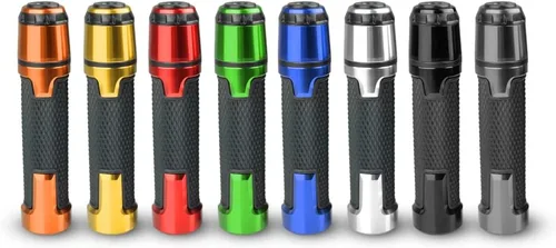 Vista 7 de 7/8 '' 0.866 in motocicleta CNC aluminio Powersports manillar Grips con extremos de agarre para YZF R1 R3 R6 R25 R15 R125 600R negro