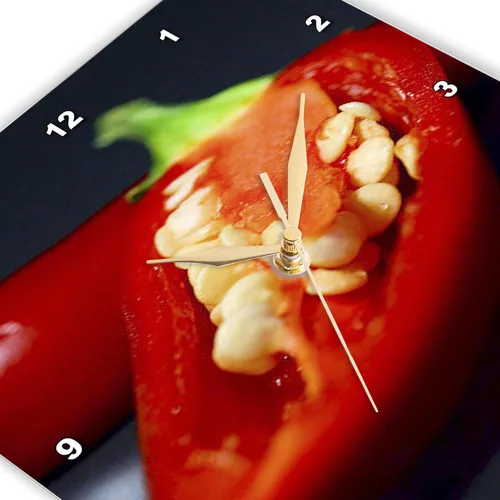 Vista 3 de 3dRose Capiscum Seeds - Chili, Chili Pepper, Chilli, Chilli Peppers, Pepper, Peppers, red 15x15 Wall Clock