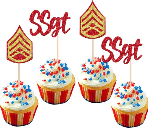 Vista 13 de 24 paquetes de adornos para cupcakes con temática militar, púas para cupcakes con temática de campo de entrenamiento, adornos para cupcakes
