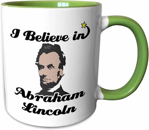 Vista 9 de 3dRose I Believe In Abraham Lincoln 11oz Two-Tone Blue Mug