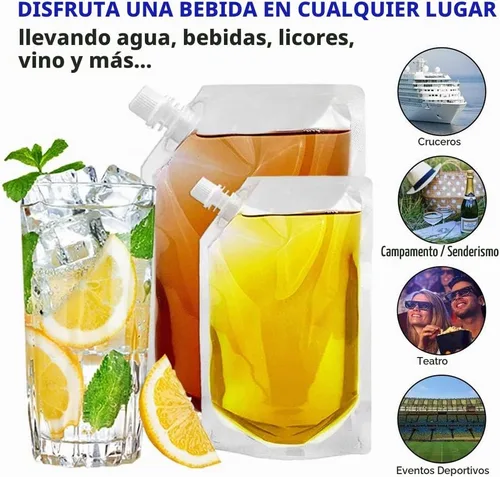 Vista 6 de Frascos de Plástico-Corredores de Ron Bolsas de Licor de Plástico para Colar Alcohol, A Prueba de Fugas, Sin BPA, Kit de Frasco de Viaje de Jugo