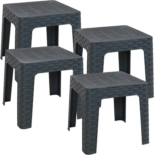 Vista 16 de Sunnydaze Adirondack - Mesa auxiliar pequeña para exteriores para elementos esenciales de balcón, mesa auxiliar cuadrada de plástico para patio