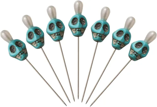 Vista 9 de BLESSUME 7pcs Candle Magick Ritual Pins Skull Top (negro)