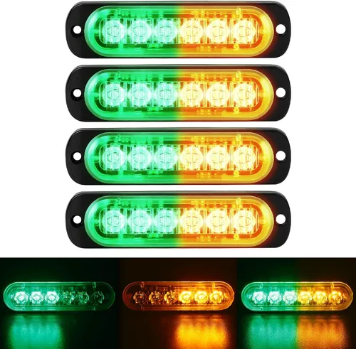 Vista 14 de SEISSO Paquete de 4 luces estroboscópicas ámbar de 12 LED para vehículos y camiones, kit de luces estroboscópicas de emergencia, 12V -24V, luces