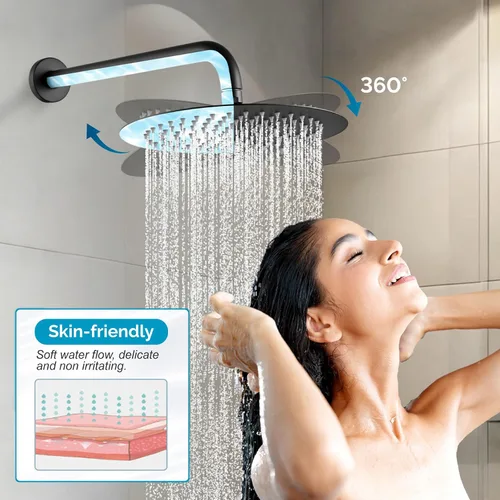 Vista 4 de gotonovo Slide Bar Shower System Faucet Set Complete,Matte Black,10 Inch Negro
