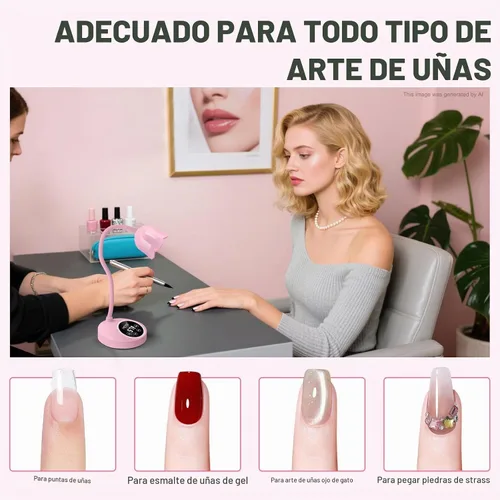 Vista 7 de MEKK Lámpara de uñas Flash Cure, 30 W inalámbrica pequeña luz UV para uñas