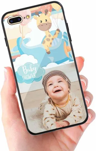 Vista 4 de Funda de teléfono personalizada para Apple iPhone 7 Plus 8 Plus, vidrio templado antiarañazos, a prueba de golpes, suave, funda de TPU suave, diseño