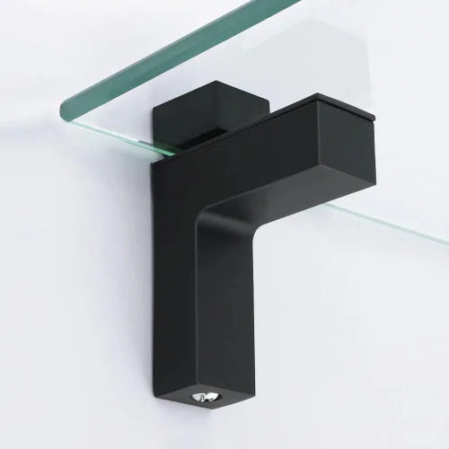 Vista 5 de Hardware flotante ajustable de metal, soporte de estante de madera/vidrio para montaje en pared, abrazadera ajustable para madera o vidrio de 0.2 a