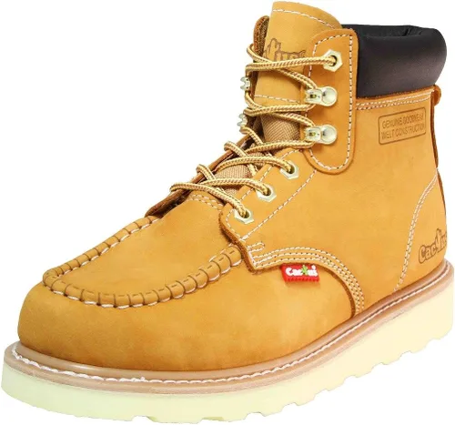 Vista 7 de CACTUS 3611M - Botas de trabajo de piel nobuck de 6 pulgadas con cuello acolchado y plantilla de esponja, cómodas, ligeras, construcción Goodyear