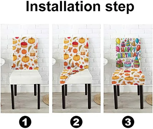 Vista 59 de CAPSCEOLL Christmas Dining Chair Covers,Snowflakes Festive Winter Pattern Stretch Chair Covers for Dining Room Set of 2 Washable Spandex Parson