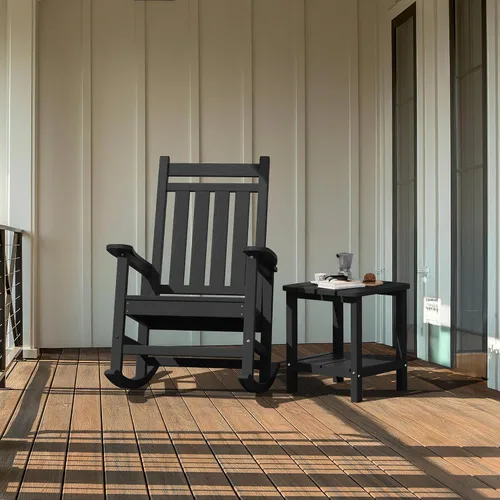 Vista 8 de SERWALL Mesa auxiliar Double Adirondack, Mesa auxiliar de forma rectangular, Negra