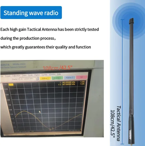 Vista 7 de ABBREE Antena de radio GMRS 42.5 pulgadas (462-467MHz) SMA hembra CS antena táctica para Baofeng UV-5R AR-152 UV-82 BF-888S y GM-15 Pro GMRS GM-5RH