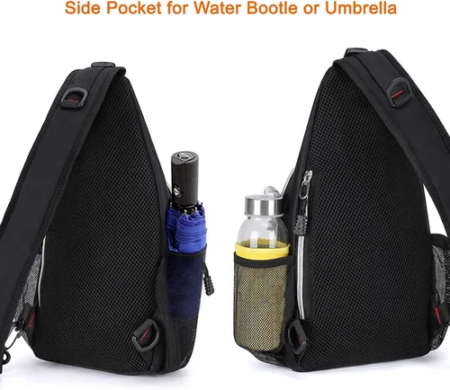 Vista 4 de MOSISO Mochila Mini de Bandolera, Pequeña Mochila de Senderismo, Mochila de Viaje, Mochila Casual para Deportes al Aire Libre, Negra
