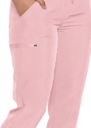 Vista 5 de floralhue Conjunto de ropa quirúrgica para mujer con cuello en V y Rosa rosado