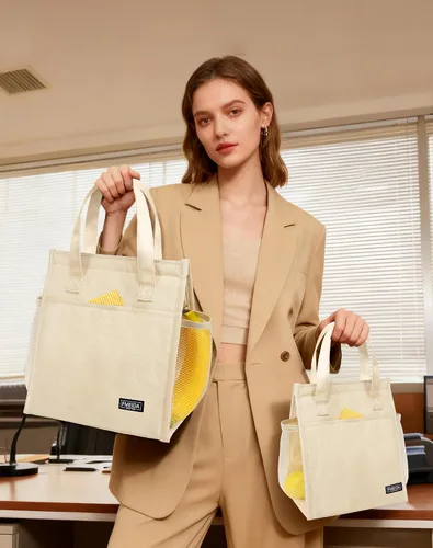Vista 6 de Bolsa de Almuerzo Aislada para Mujeres, Bolsas de Almuerzo Pequeñas de 6.75L con Múltiples Bolsillos, Bolsa Térmica Reutilizable para Trabajo