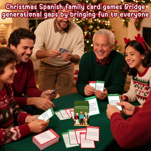 Vista 5 de Jenaai Juego de juegos de fiesta de Navidad, juego de reuniones familiares, tarjetas de conversación contra historia, edición familiar, juego