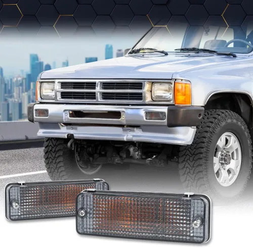 Vista 9 de PIT66 Luz de señal de giro compatible con Toyota Pickup 1984 1985 1986 1987 1988 Lente ahumada del lado izquierdo del conductor y del lado derecho