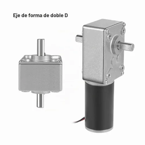 Vista 4 de DC 12V 10RPM 40Kg.cm 8mm Ejes dobles autoblocantes reversibles Motor de engranaje de gusano con cable, motor de caja de engranajes eléctrico de alta