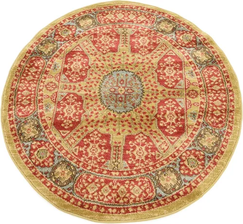 Vista 4 de Unique Loom Palace Collection - Alfombra tradicional, bohemia, medallón (3 pies 3 pulgadas x 3 pies 3 pies 3 pulgadas, redonda, rojo/bronceado)