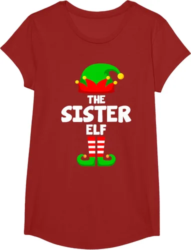 Vista 3 de Sister Elf Matching Family Christmas T-Shirt, Negro