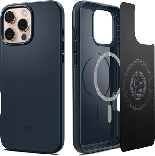 Vista 18 de Spigen Thin Fit MagFit Funda diseñada para iPhone 16 [Carcasa rígida] [Protección de grado militar] Compatible con MagSafe - Negro