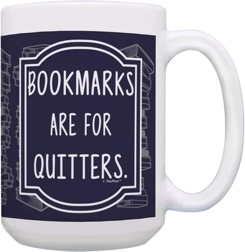 Vista 8 de ThisWear Librarian Gifts Bookmarks are for Quitters Regalos divertidos para lectores, regalo de ratones de biblioteca, taza de café de cerámica