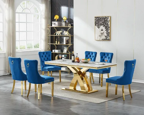 Vista 14 de Juego de mesa de comedor de cristal plateado moderno de 70 pulgadas para 4, juego de mesa de comedor rectangular de 5 piezas con patas de acero