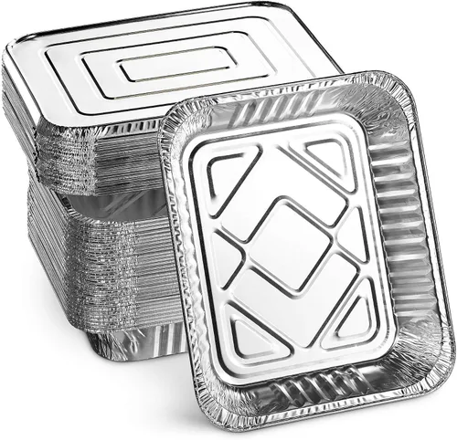 Vista 11 de MontoPack - Bandejas de aluminio con papel de aluminio tamaño medio para asar, juego de 10 unidades de 9x13 para cocinar, hornear y catering