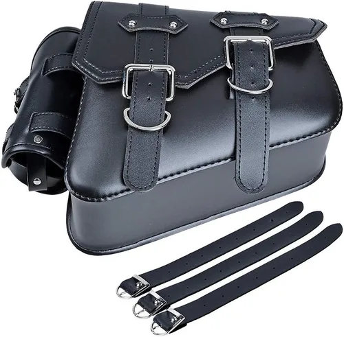 Vista 12 de Astra Depot Compatible con Harley Sportster XL883 XL1200 Alforja Solo con Brazo Oscilante de Cuero PU Negro (Izquierda y Derecha)