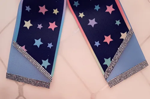 Vista 3 de lazos coleteros para niñas y adolecentes,diseño de estrellas,accesorios para el cabello,tamaño mediano de 6x7.5