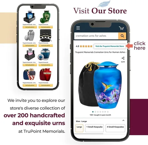 Vista 6 de Trupoint Memorials Urnas de Cremación para Cenizas Humanas de Adultos Mujeres, Urna Funeraria Decorativa para Hombres y Mujeres – Grande, Colibrí
