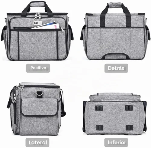 Vista 7 de CAB55 Estuche enrollable para máquina de coser, estuche de transporte desmontable con ruedas, bolsa de transporte con fondo extraíble de madera