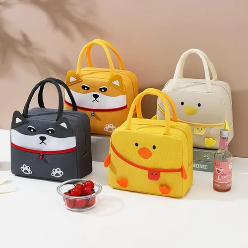 Vista 2 de Linda bolsa de almuerzo de pato Kawaii Animal Fiambrera reutilizable bolsa Beige
