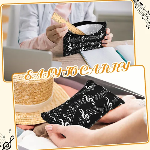 Vista 5 de Sweetude Paquete de 10 bolsas de maquillaje para profesores de música, bolsa de cosméticos para notas musicales, regalo de agradecimiento