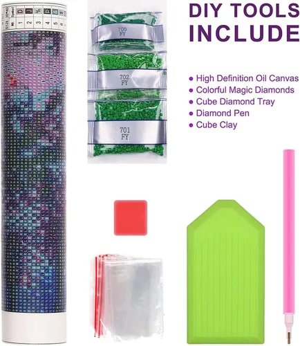 Vista 6 de GemZono Paquete de 4 kits de pintura de diamantes para adultos, bricolaje 5D de Halloween, pintura de diamante con diamantes redondos, kit