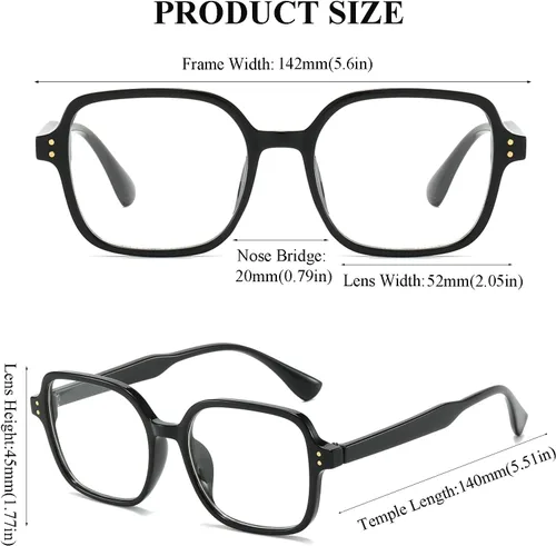 Vista 3 de LJCZKA Lentes cuadrados de bloqueo de luz azul para mujeres y hombres, lentes rectangulares retro de los años 90 para juegos de computadora