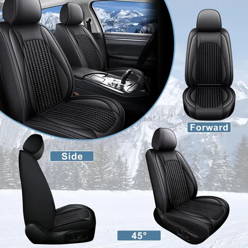Vista 7 de TTX LIGHTING Fundas de asientos de auto compatibles con Cadillac STS 2013-2018 - Protectores de asientos de automóvil de cuero impermeable y seda