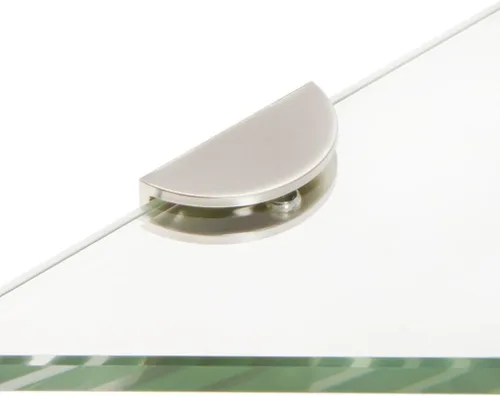 Vista 2 de Spancraft Glass HRC6TR-BR - Estante de ducha de vidrio triangular con abrazadera media redonda, soporte de níquel cepillado, 6 pulgadas