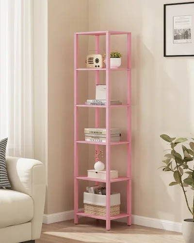Vista 21 de TUTOTAK Estantería para libros de 4 niveles, estantería estrecha para espacios pequeños, estantería apilable de bricolaje, para sala de estar Negro