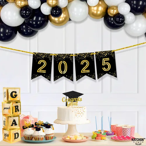 Vista 5 de Katchon, Cartel brillante de graduación 2025 – Grande de 10 pies, sin bricolaje Cartel de feliz graduación 2025, decoraciones de graduación clase