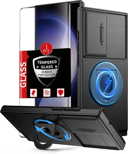 Vista 8 de Funda para Samsung Galaxy S21 FE con 2 protectores de pantalla de vidrio templado, funda con función atril para Samsung Galaxy S21FE con cubierta