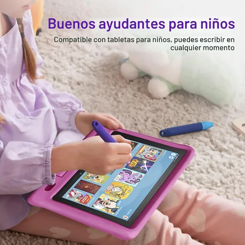 Vista 5 de Lapices para pantallas táctiles aptos para niños - 2 paquetes de lápices ópticos de color morado y azul compatibles con Kindle, iPad, iPhone